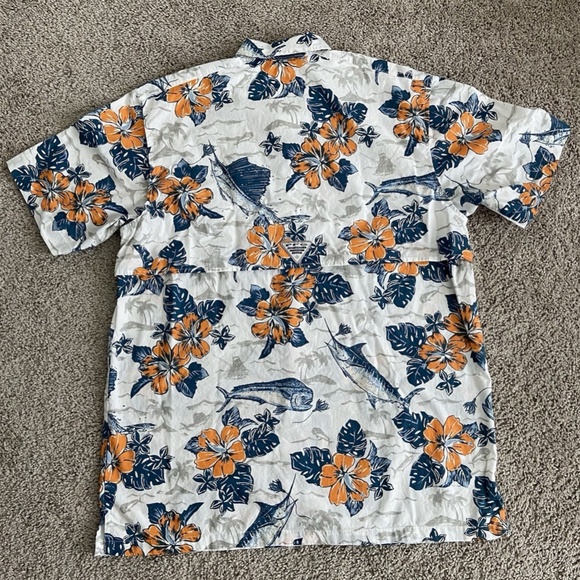 COLUMBIA PFG Mens TROLLERS BEST Floral Vented Fishing Shirt Size M - Picture 2 of 11